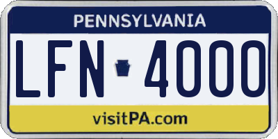 PA license plate LFN4000
