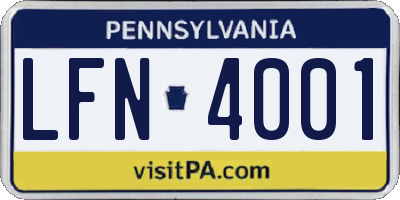 PA license plate LFN4001