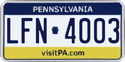 PA license plate LFN4003