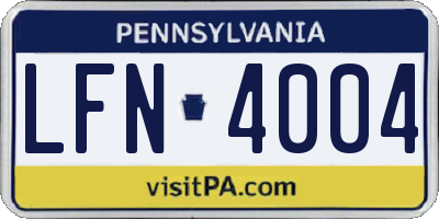 PA license plate LFN4004