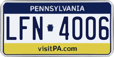 PA license plate LFN4006