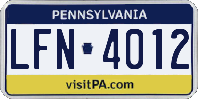 PA license plate LFN4012