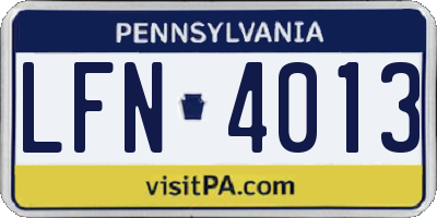 PA license plate LFN4013