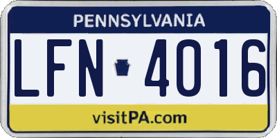 PA license plate LFN4016