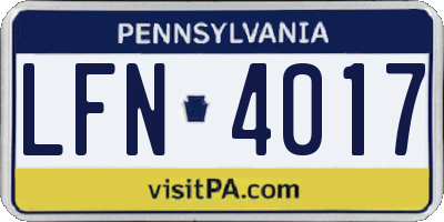 PA license plate LFN4017