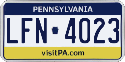 PA license plate LFN4023
