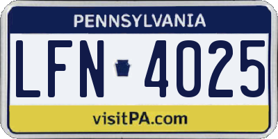 PA license plate LFN4025
