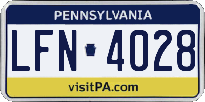 PA license plate LFN4028