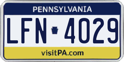 PA license plate LFN4029