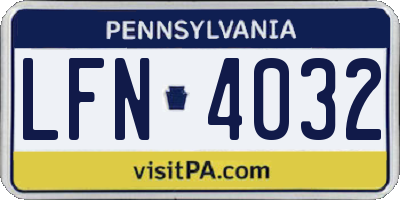 PA license plate LFN4032