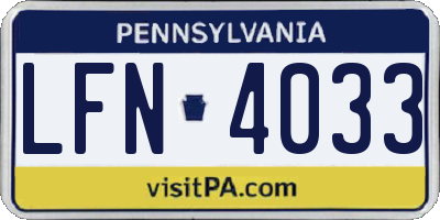 PA license plate LFN4033