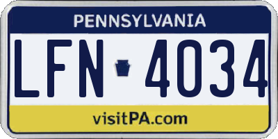 PA license plate LFN4034