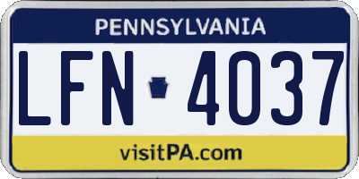PA license plate LFN4037