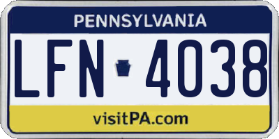 PA license plate LFN4038