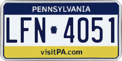 PA license plate LFN4051