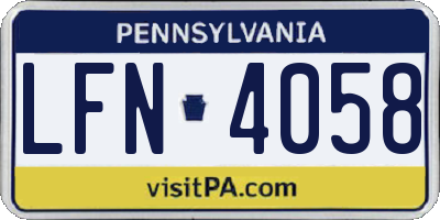 PA license plate LFN4058