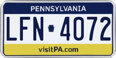 PA license plate LFN4072