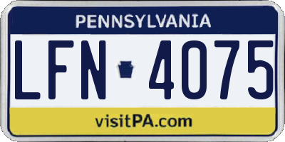 PA license plate LFN4075