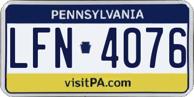 PA license plate LFN4076