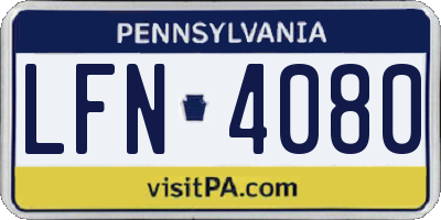 PA license plate LFN4080