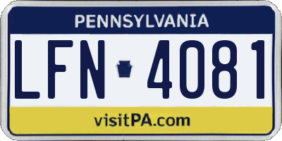 PA license plate LFN4081