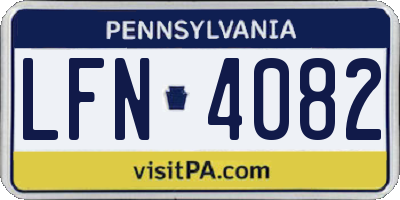 PA license plate LFN4082