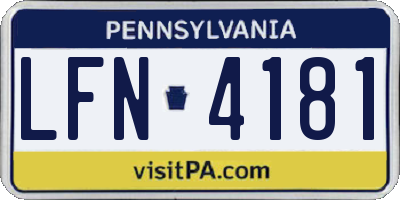 PA license plate LFN4181