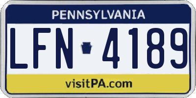 PA license plate LFN4189