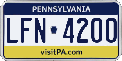 PA license plate LFN4200