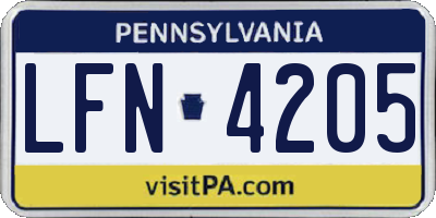 PA license plate LFN4205