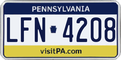 PA license plate LFN4208