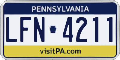 PA license plate LFN4211