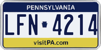PA license plate LFN4214