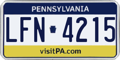 PA license plate LFN4215