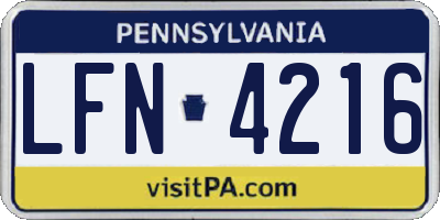 PA license plate LFN4216