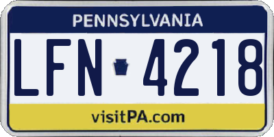 PA license plate LFN4218