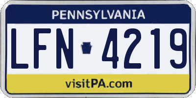 PA license plate LFN4219