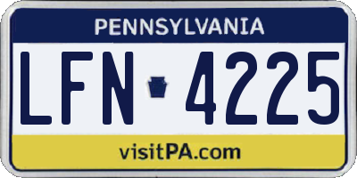 PA license plate LFN4225