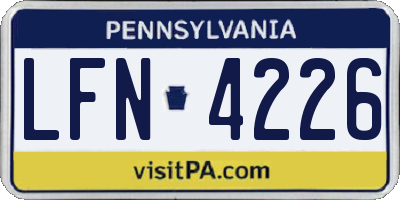 PA license plate LFN4226
