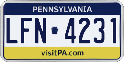 PA license plate LFN4231