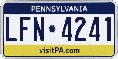 PA license plate LFN4241