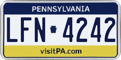 PA license plate LFN4242