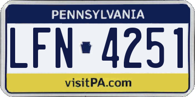 PA license plate LFN4251