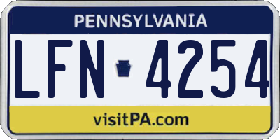 PA license plate LFN4254