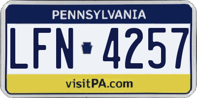 PA license plate LFN4257