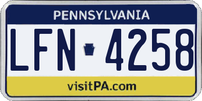PA license plate LFN4258