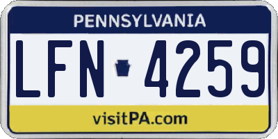 PA license plate LFN4259