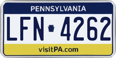 PA license plate LFN4262