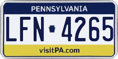 PA license plate LFN4265