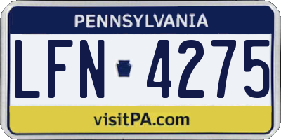 PA license plate LFN4275